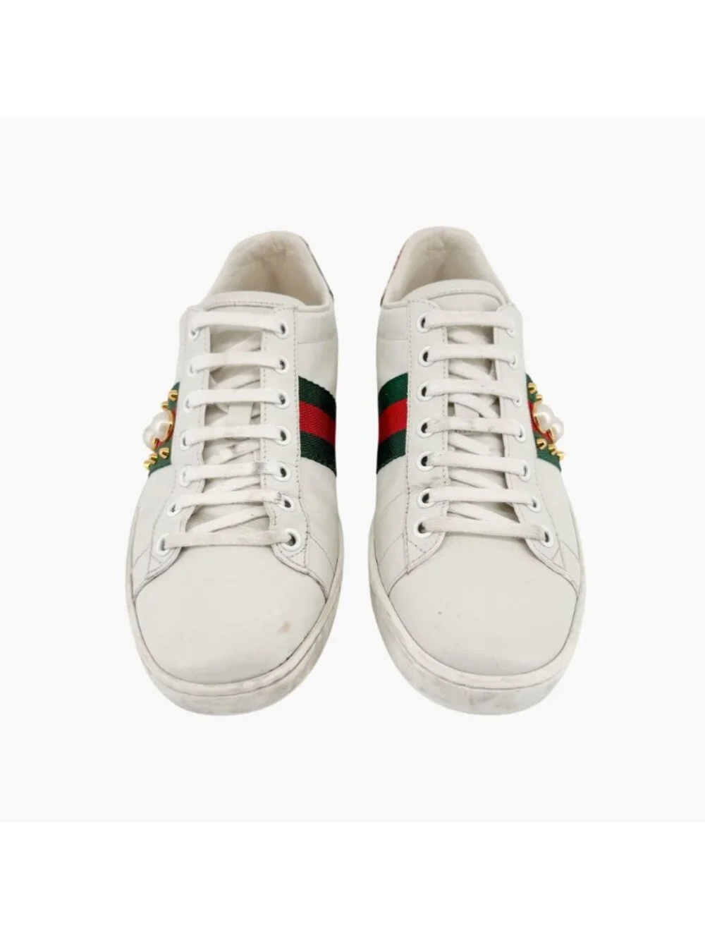 Gucci Ace Pearl Sneakers Size 36.5 US 6.5 White Leather Stud Spike Low Top Shoe